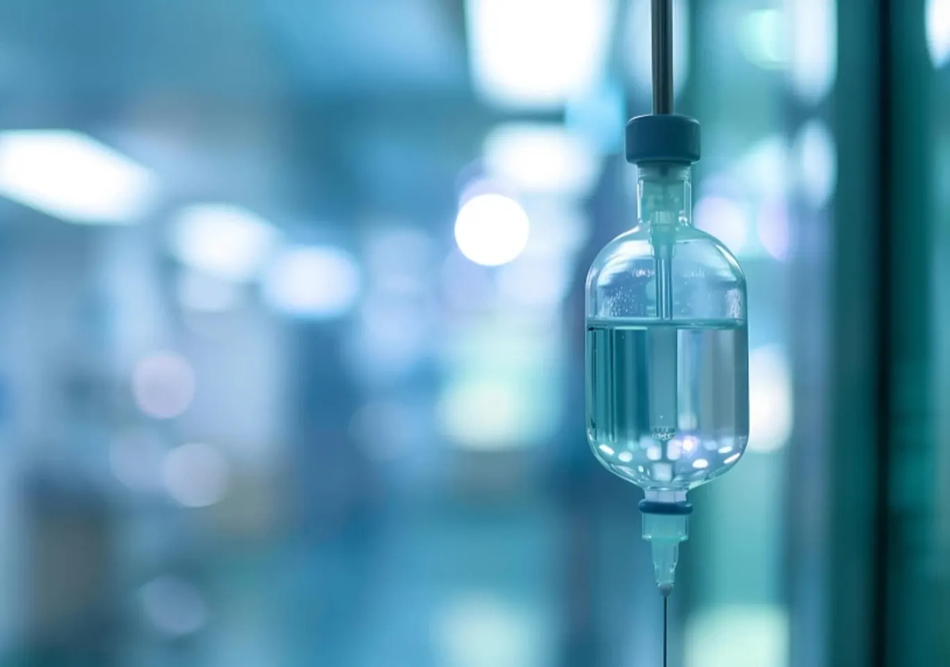 Detoks alkoholowy Drobin: butelka infuzyjna zawieszona w gabinecie